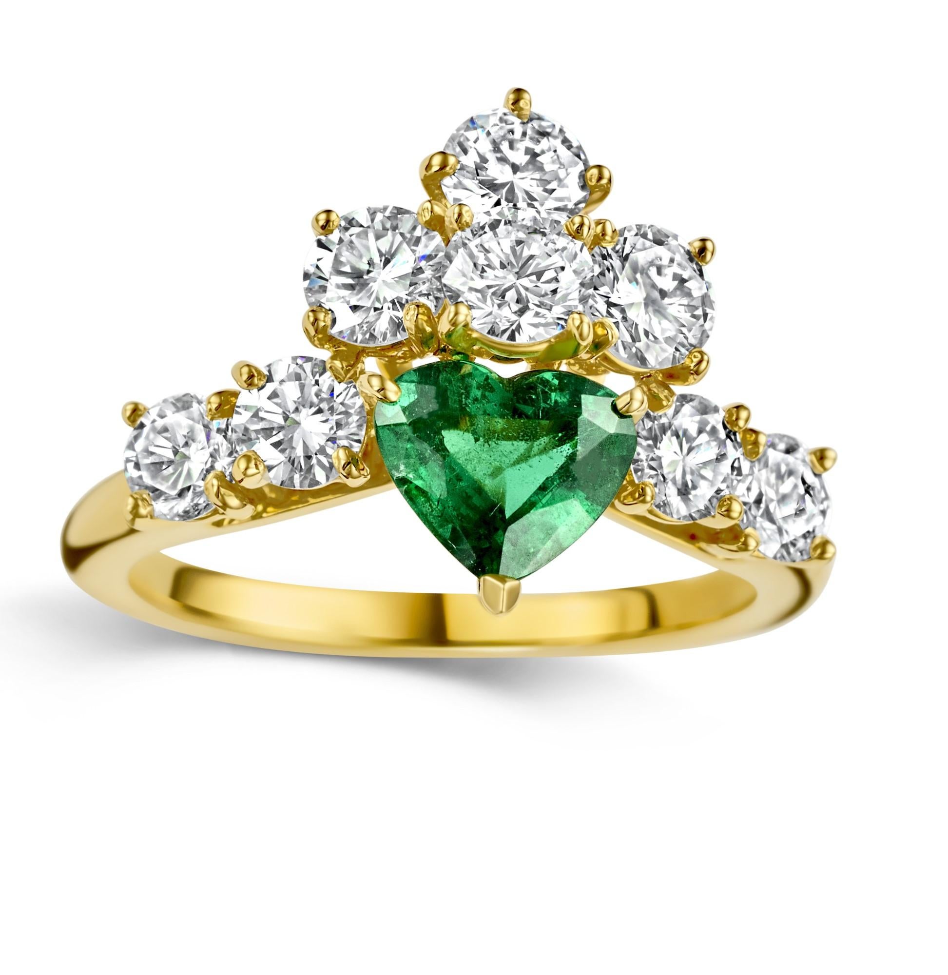 18kt Yellow Gold Asprey Genève Set Clip On Earrings & Ring Emeralds, Diamonds For Sale 3