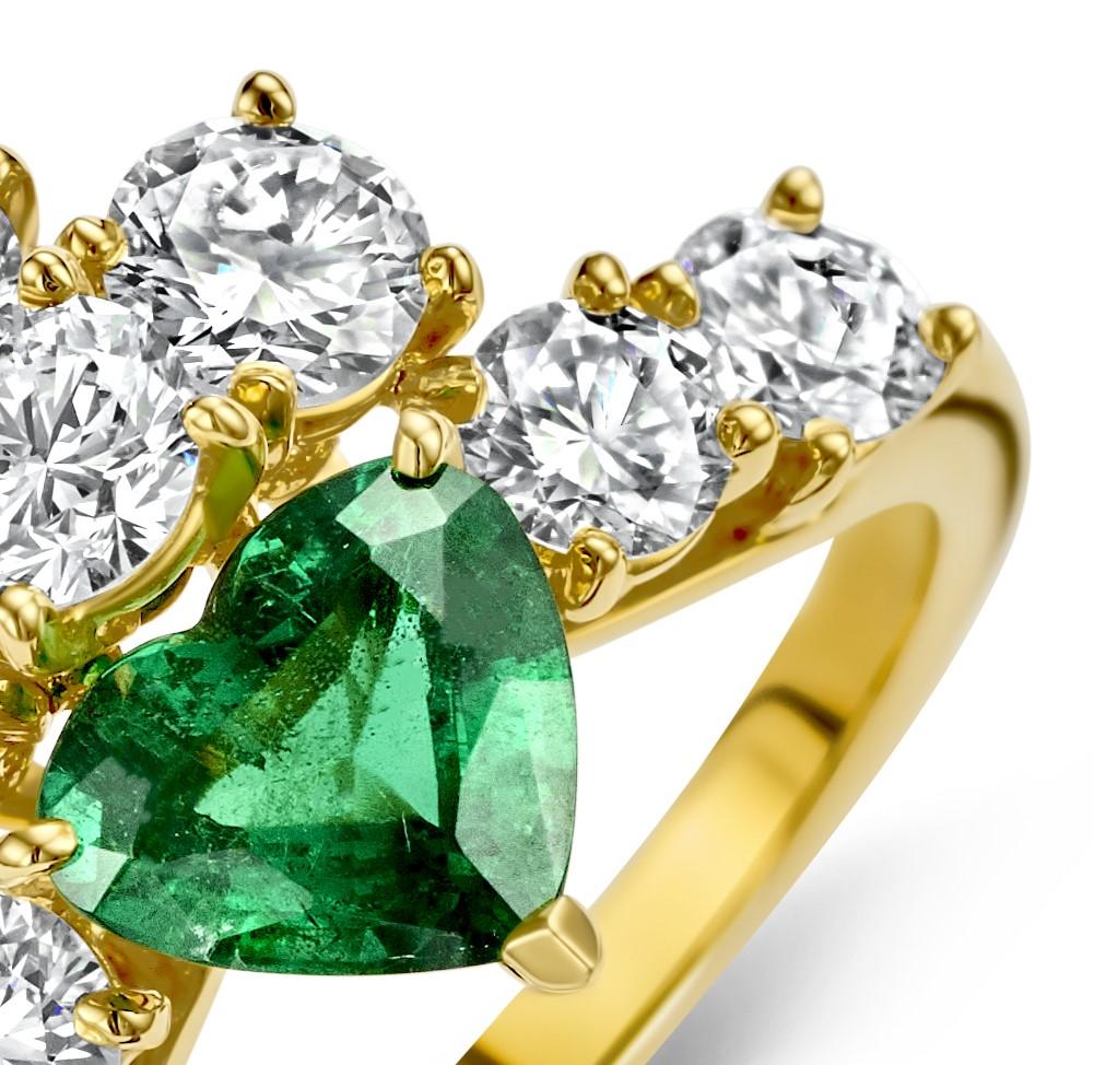 18kt Yellow Gold Asprey Genève Set Clip On Earrings & Ring Emeralds, Diamonds For Sale 4