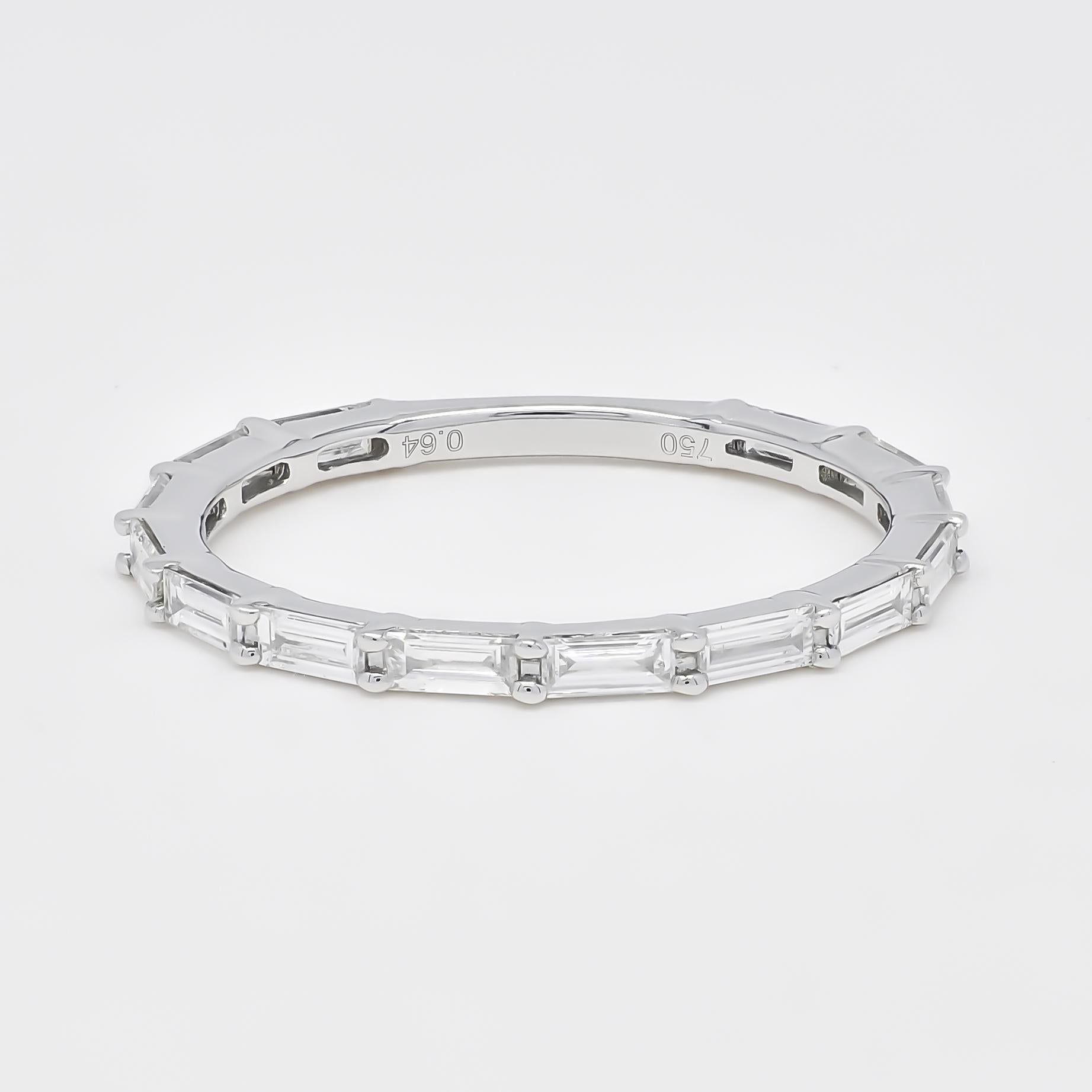 Baguette Cut Natural Diamond 0.84 carats 18KT Yellow Gold Full Eternity Wedding Band For Sale