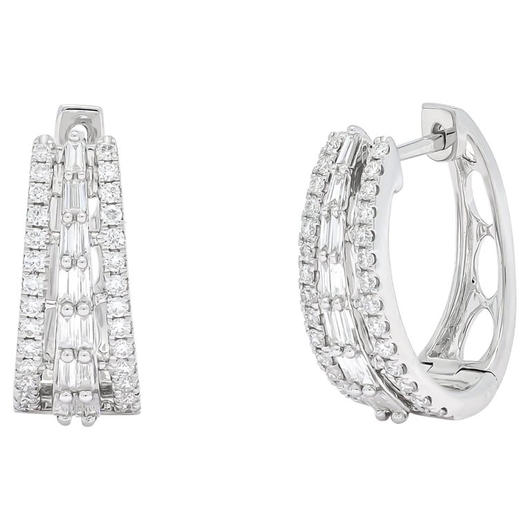 2.00 ct Round Cut Diamond Hoop Huggie Earrings 2.00 ct Round Cut Diamond Hoop Huggie Earrings