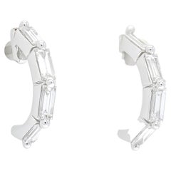 Diamante naturale da 0,30 carati in oro giallo 18KT Orecchini Huggie a mezzo cerchio