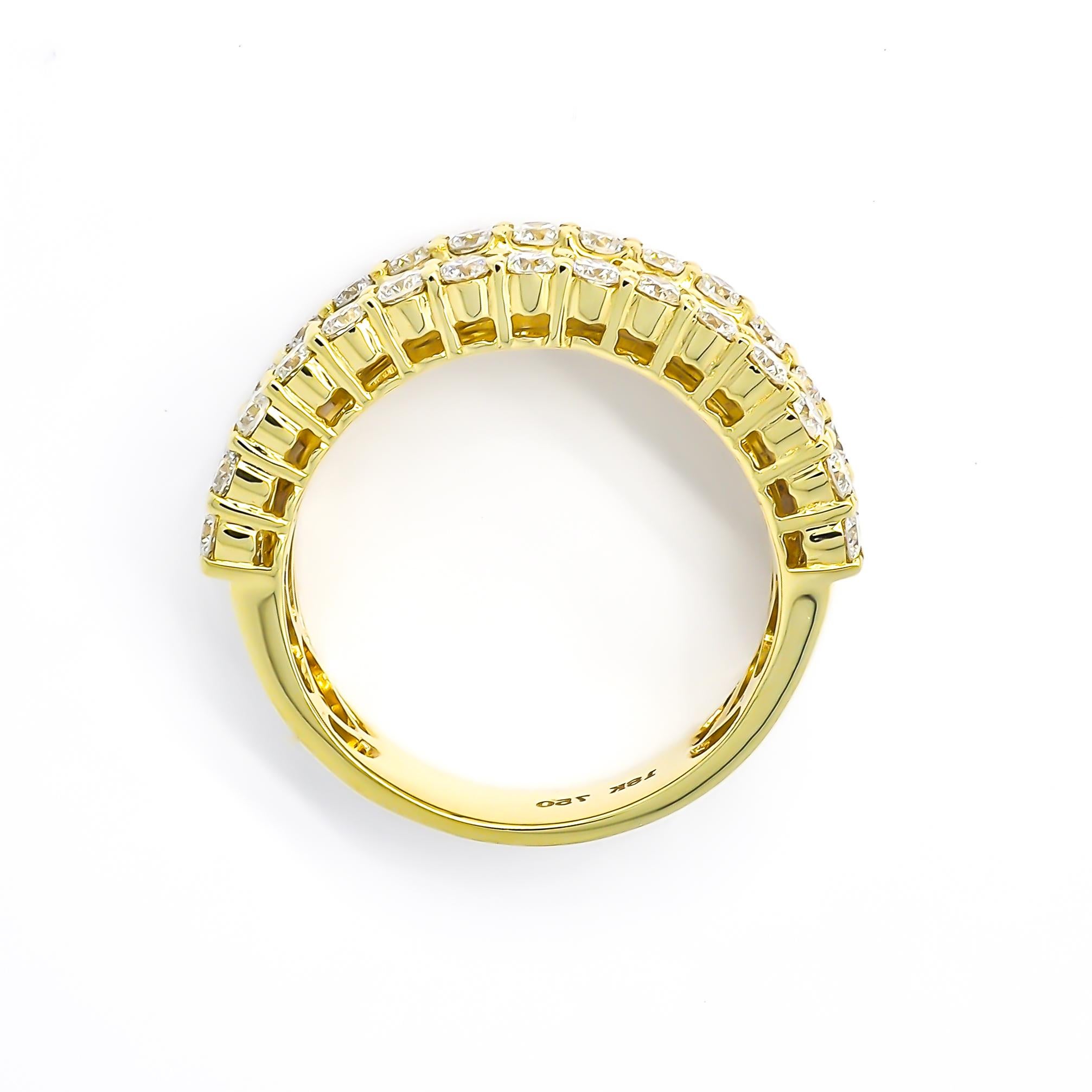 For Sale:  18KT Yellow Gold Baguette Round Diamonds Cocktail Channel Half Eternity Ring 9