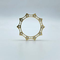 Anello a fascia in oro giallo 18kt con diamante bianco da 0,30 carati Made in Italy