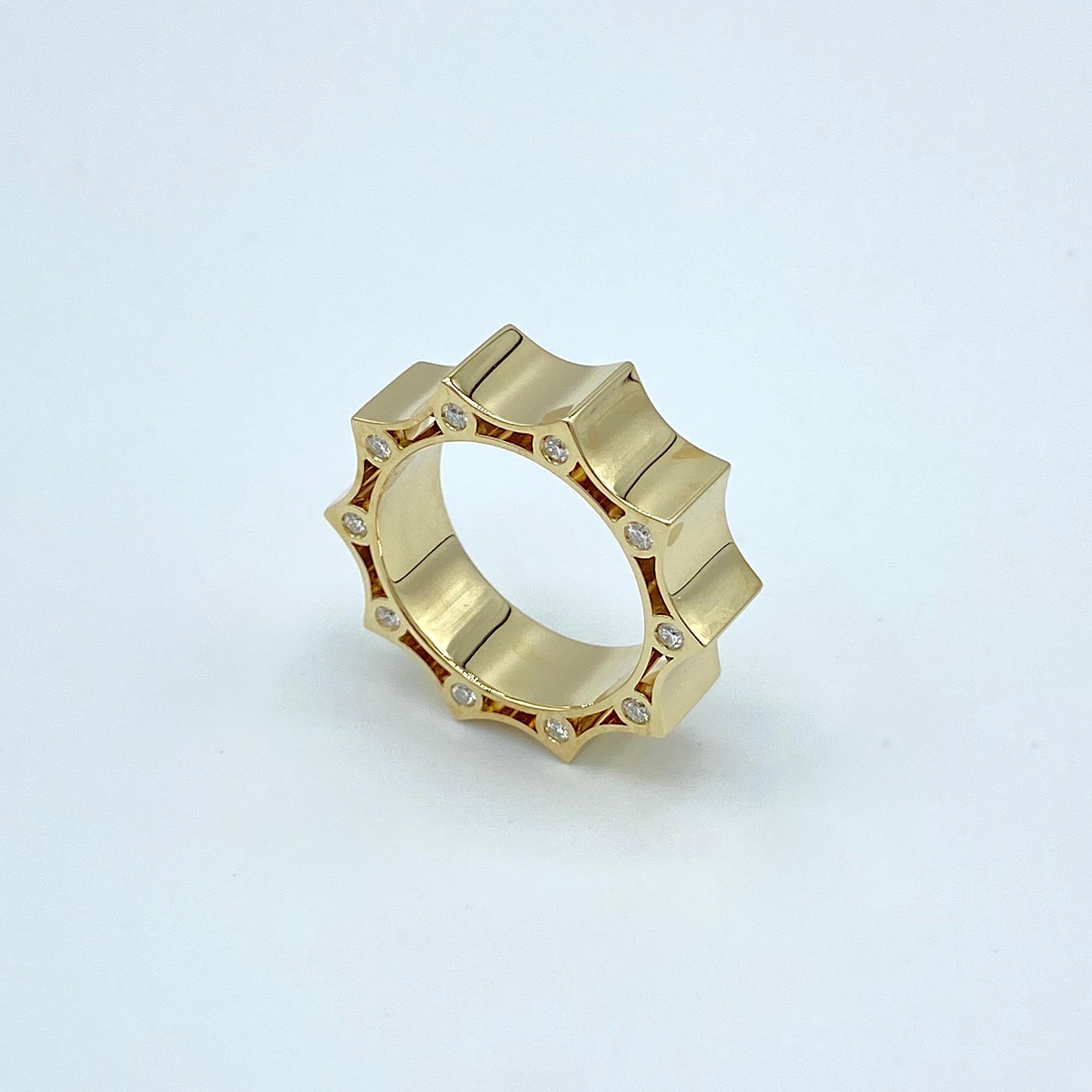 Bague à anneau en or jaune 18 carats avec diamant blanc 0,31 carat, fabriquée en Italie en vente 4