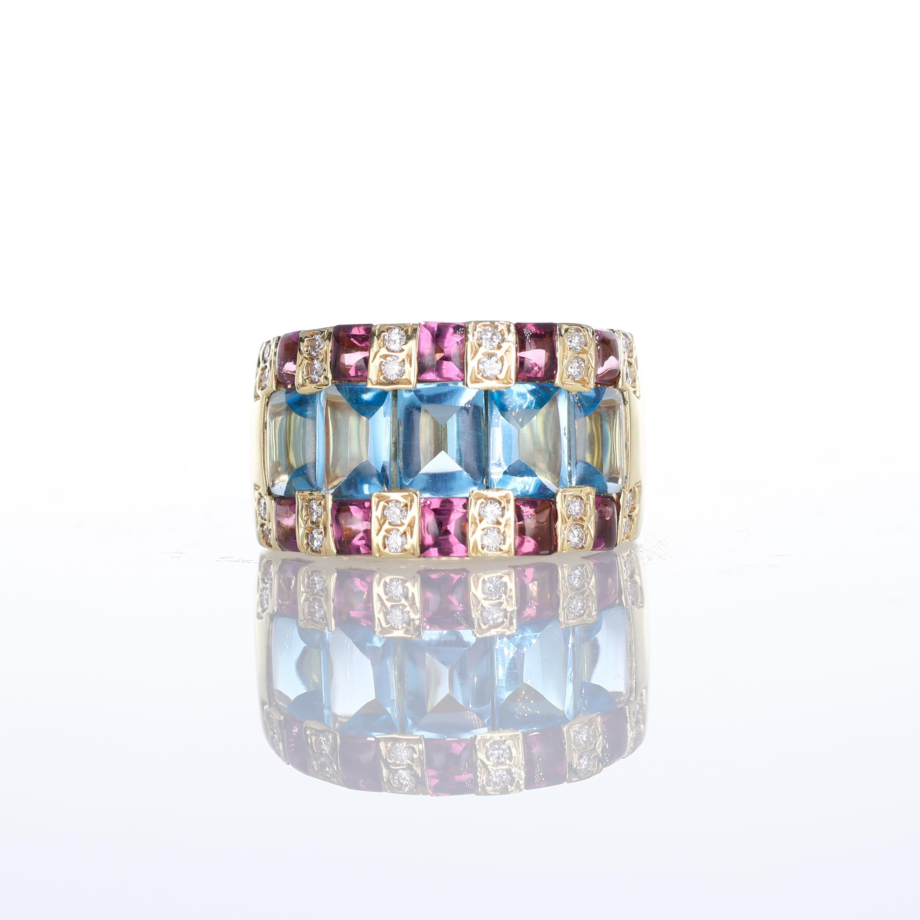NOTE IMPORTANTE :
✔ Aucun coût supplémentaire ne sera ajouté à cette commande.
✔ Les frais d'expédition et de douane sont entièrement à notre charge.
--------------------
Cette exquise bague en or jaune 18 carats présente une combinaison vibrante de