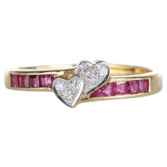 18kt Yellow Gold Band Ring with Rubies and Diamonds
