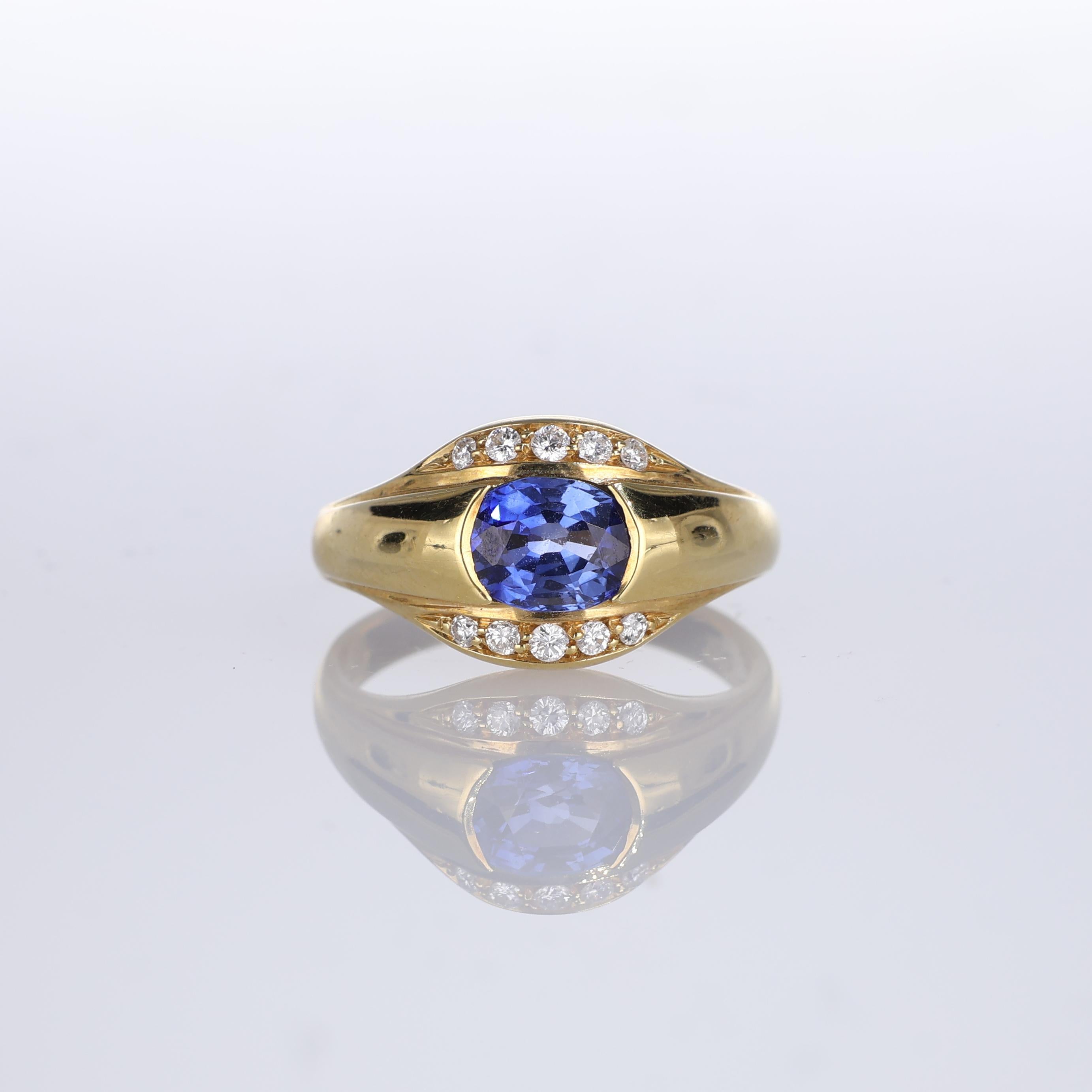 IMPORTANT NOTE:
✔ No additional costs will be added to this order.
✔ Shipping and customs duties are fully covered by us.
--------------------
A band ring crafted in 18kt yellow gold, featuring a stunning oval sapphire weighing 1.36 carats. Two rows