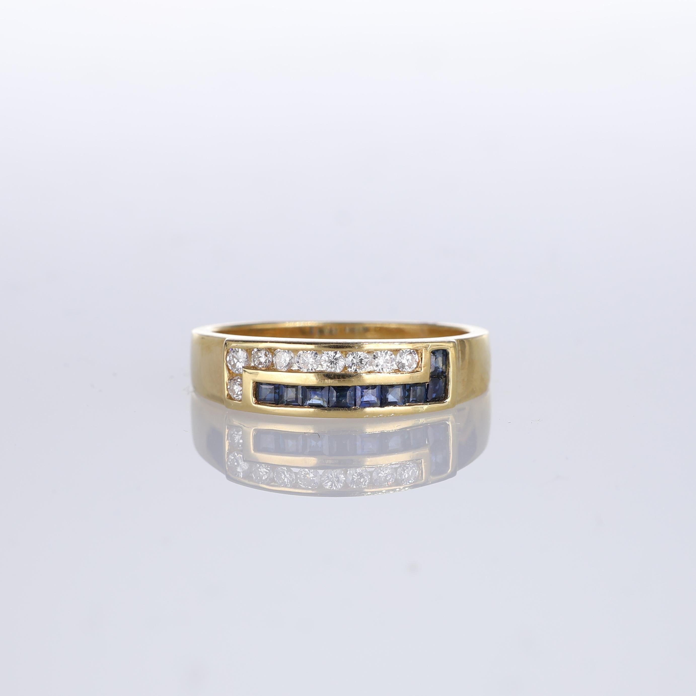 IMPORTANT NOTE:
✔ No additional costs will be added to this order.
✔ Shipping and customs duties are fully covered by us.
--------------------
An elegant band ring in 18kt yellow gold, featuring a row of baguette-cut sapphires totaling 0.36 carats,