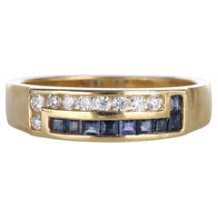18kt Yellow Gold Band Ring with Sapphires and Diamonds