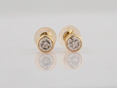 18KT Gelbgold Diamant-Ohrstecker mit Lünette