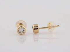 18K Yellow Gold Modern Bezel-Set Round Diamond Stud Earrings