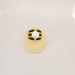 18 Karat Yellow Gold, Black Onyx, Diamond and South Sea Pearl Cocktail Ring