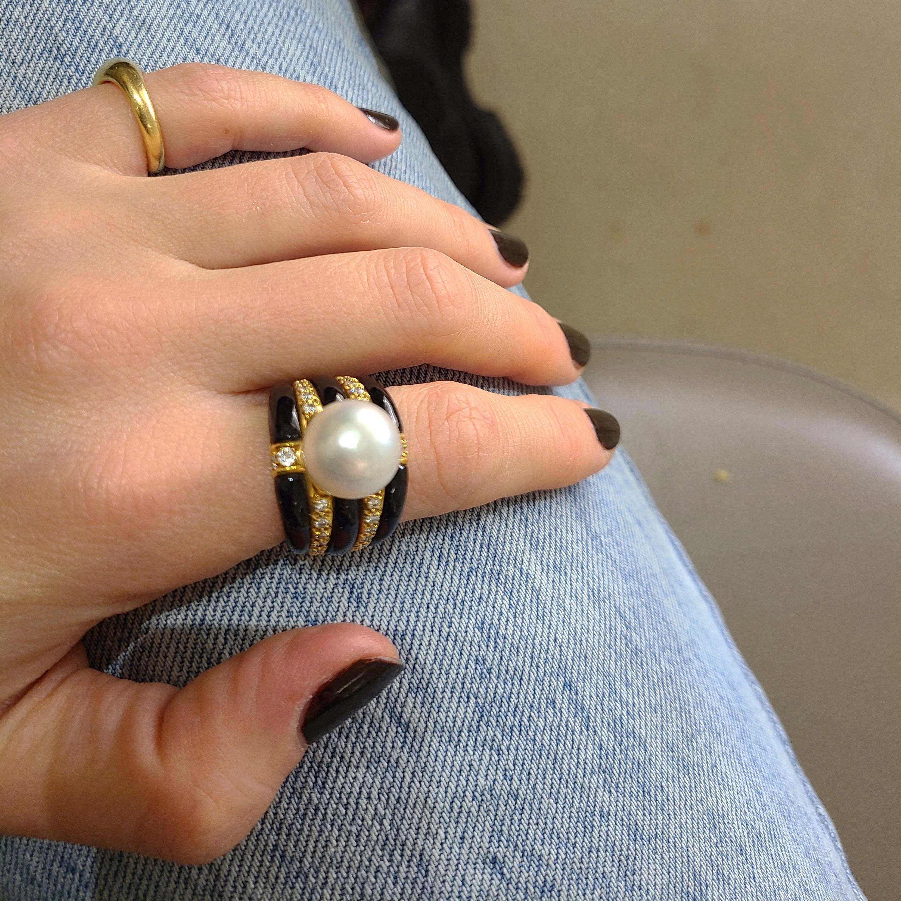black onyx and pearl ring