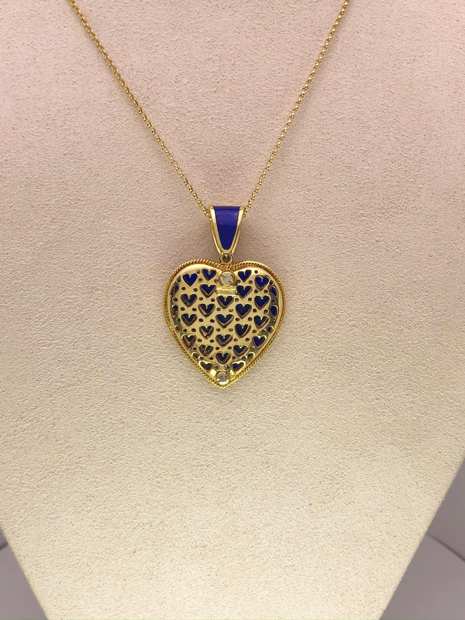 blue enamel heart necklace