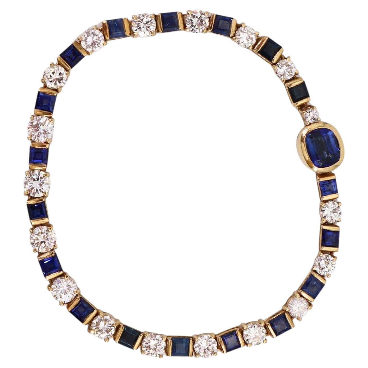 Pulsera de oro amarillo de 18 quilates con 12,0 quilates en total de zafiros y diamantes
