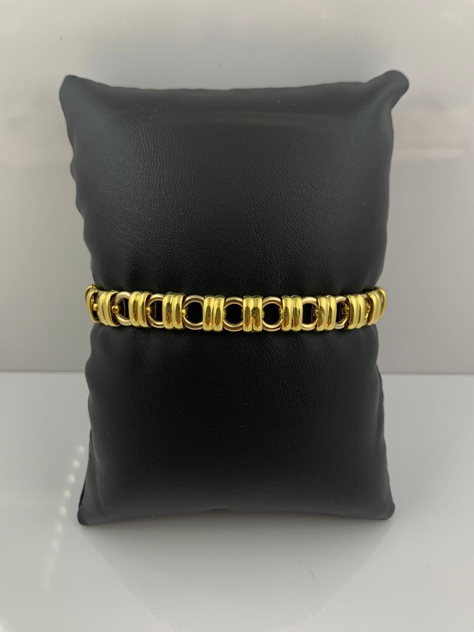 bracelet en or jaune 18 carats avec fermoir en rubis - 19.7 grammes - 7 pouces