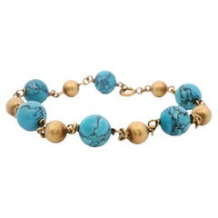 18kt yellow Gold Bracelet with Turquoises