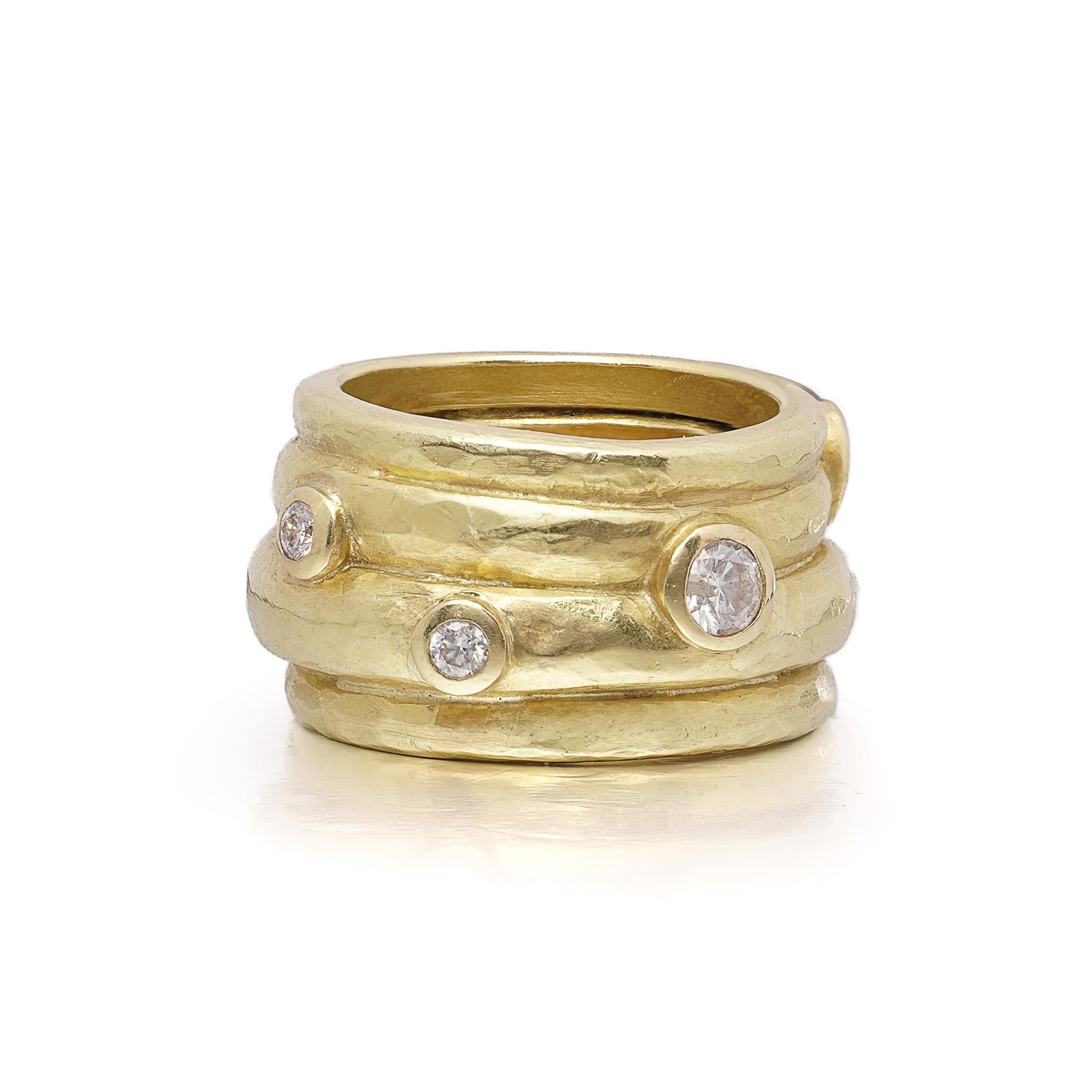 Anello a fascia con diamante a bolla in oro giallo 18kt, 2,24ct In condizioni buone in vendita a Braintree, GB