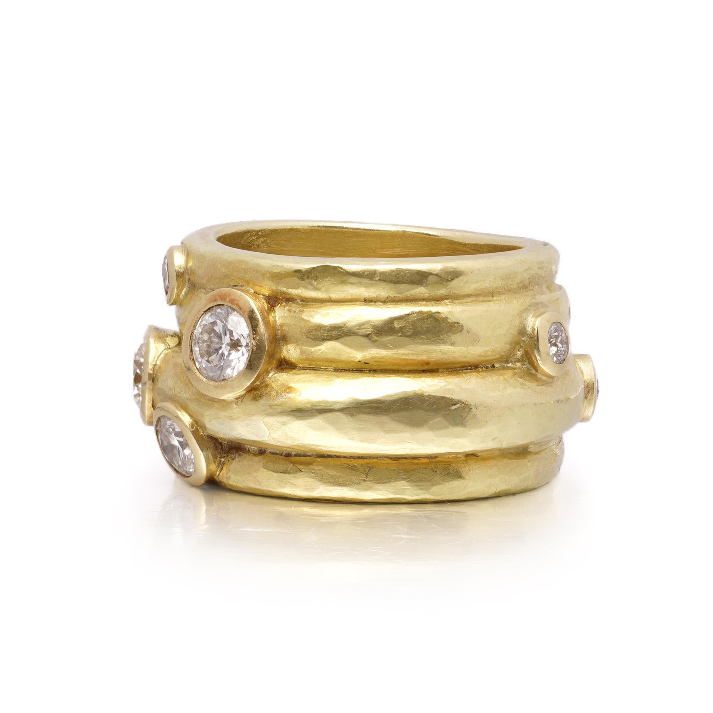 Uomo Anello a fascia con diamante a bolla in oro giallo 18kt, 2,24ct in vendita