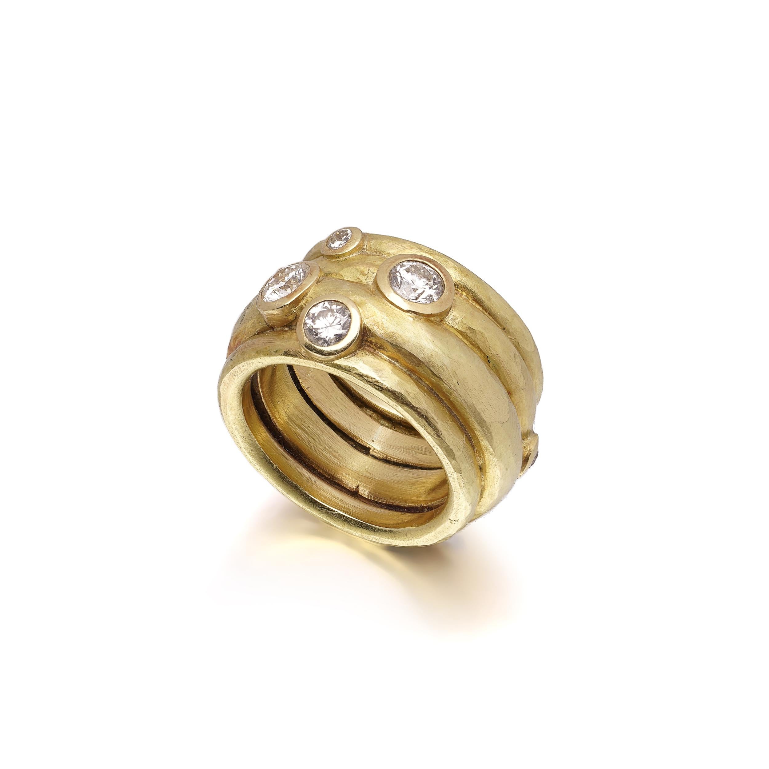 Anello a fascia con diamante a bolla in oro giallo 18kt, 2,24ct in vendita 1
