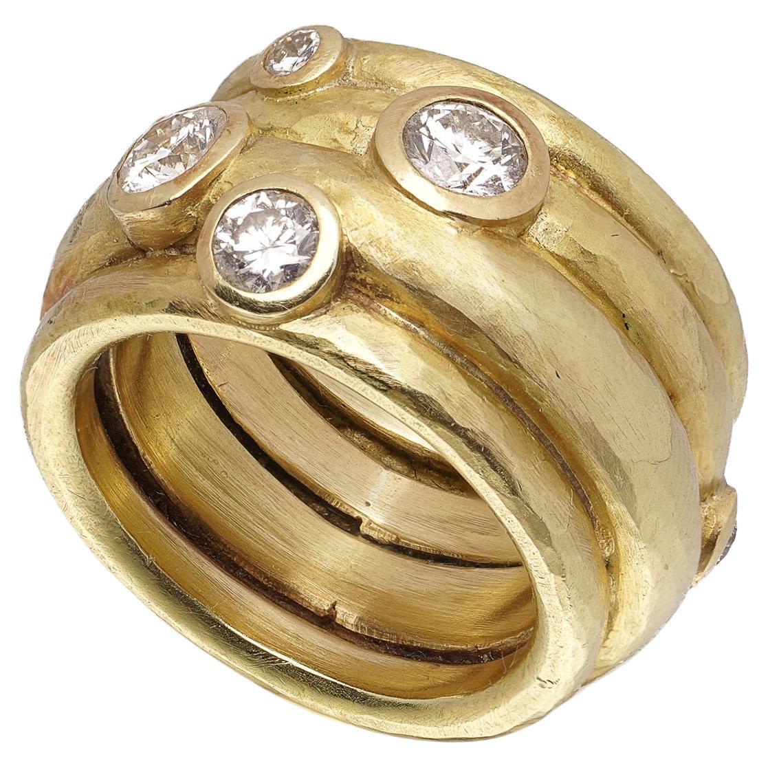 Anello a fascia con diamante a bolla in oro giallo 18kt, 2,24ct
