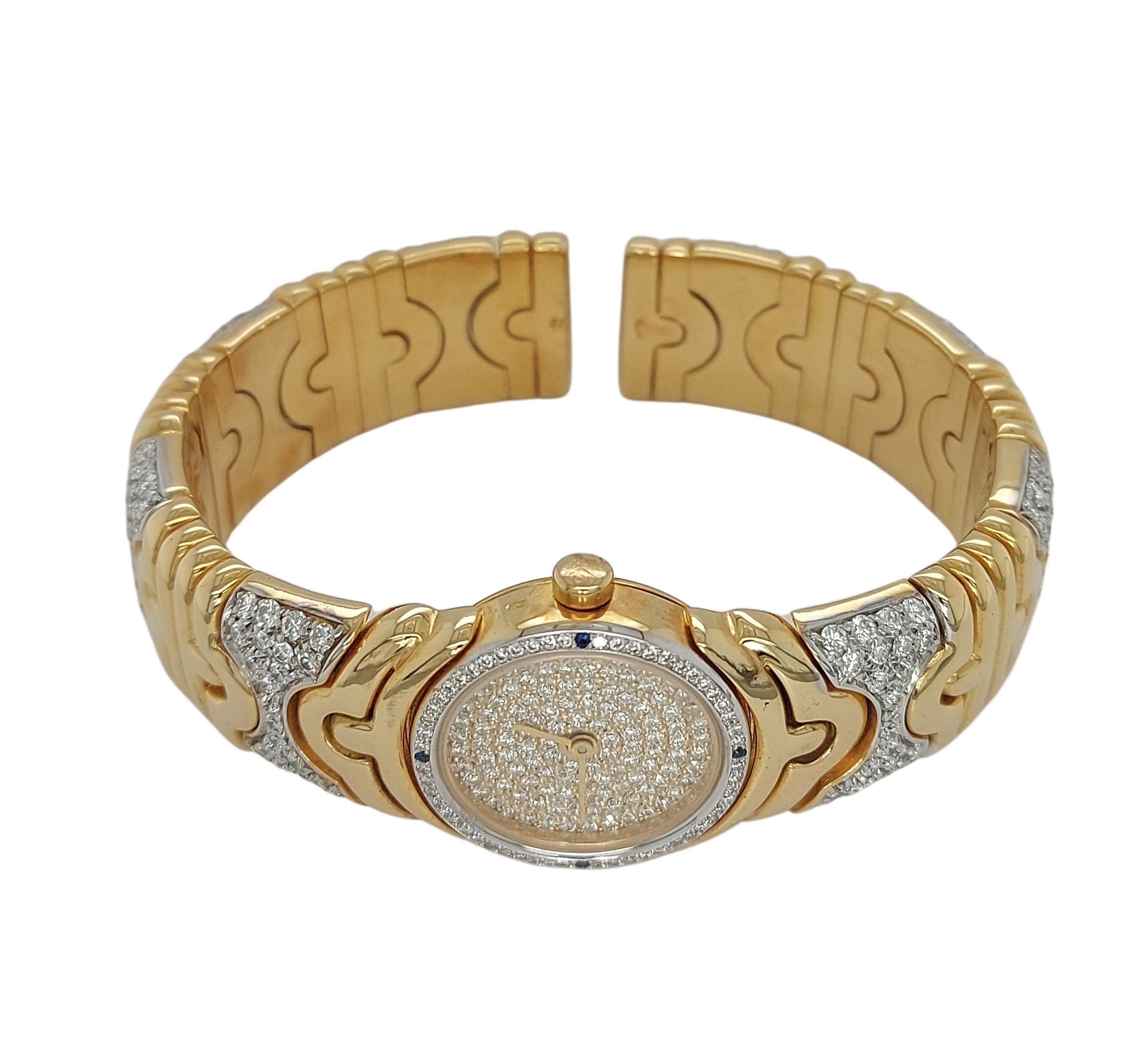 18kt yellow gold Bulgari Parentesi with Diamonds, Quartz movement For Sale 3