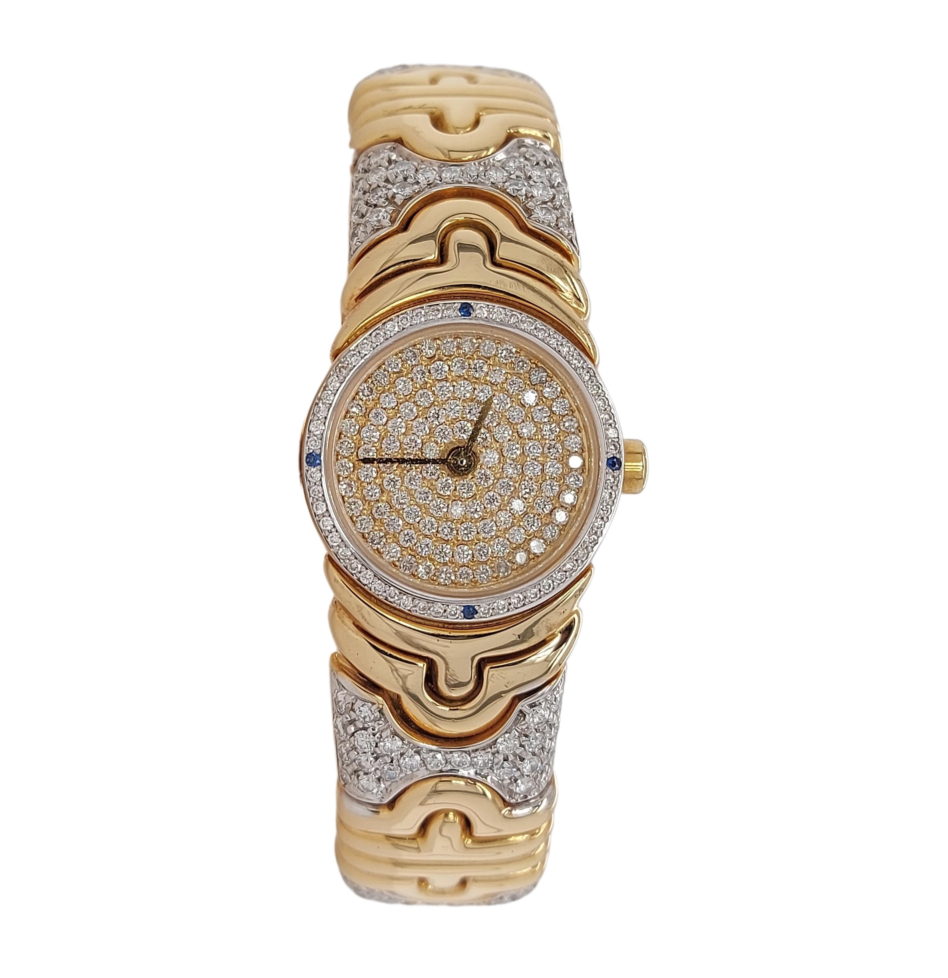 Bulgari Montre Parentesi en or jaune 18 carats avec mouvement en quartz et diamants en vente 7