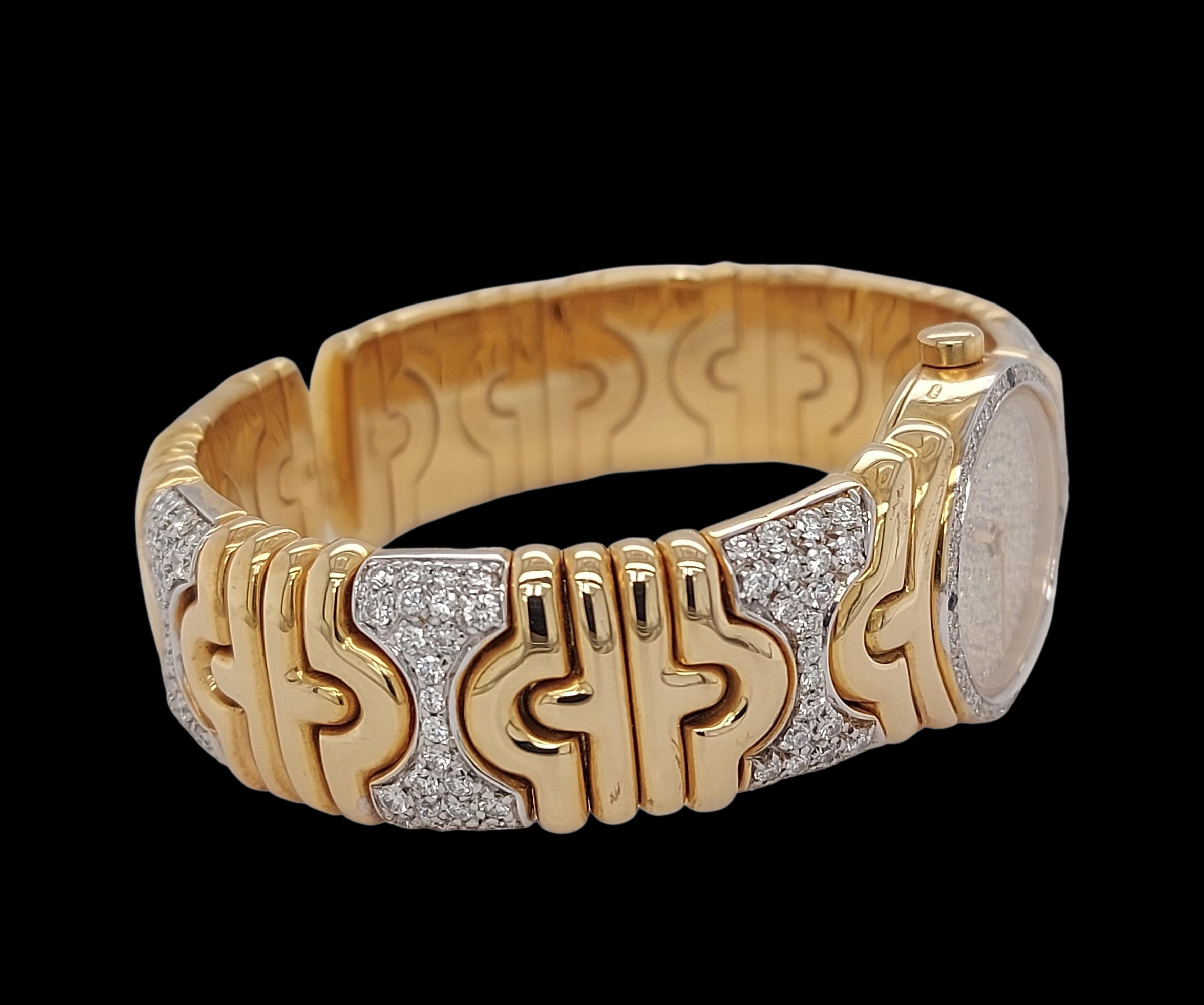 18kt yellow gold Bulgari Parentesi with Diamonds, Quartz movement For Sale 6