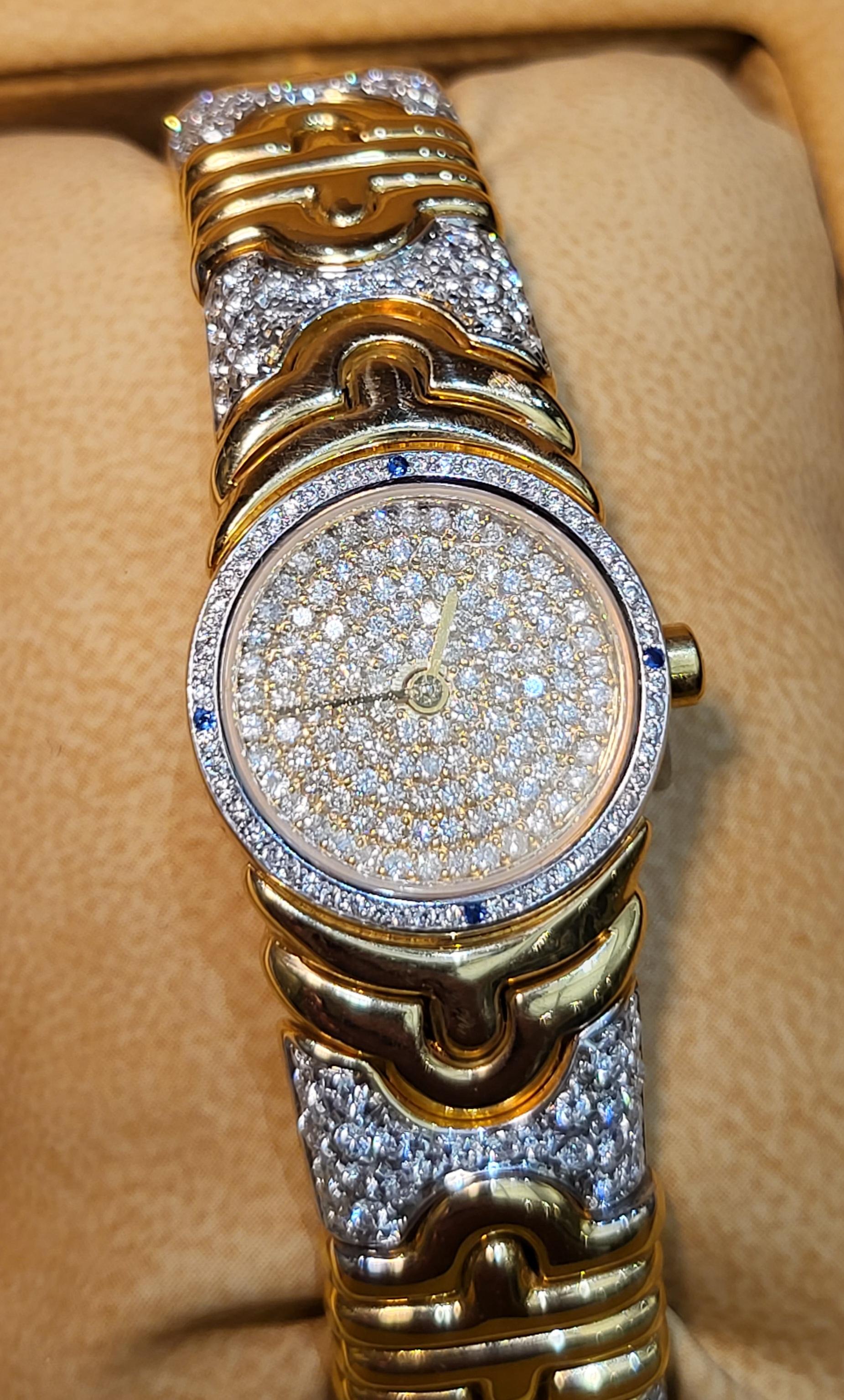 Bulgari Montre Parentesi en or jaune 18 carats avec mouvement en quartz et diamants en vente 11