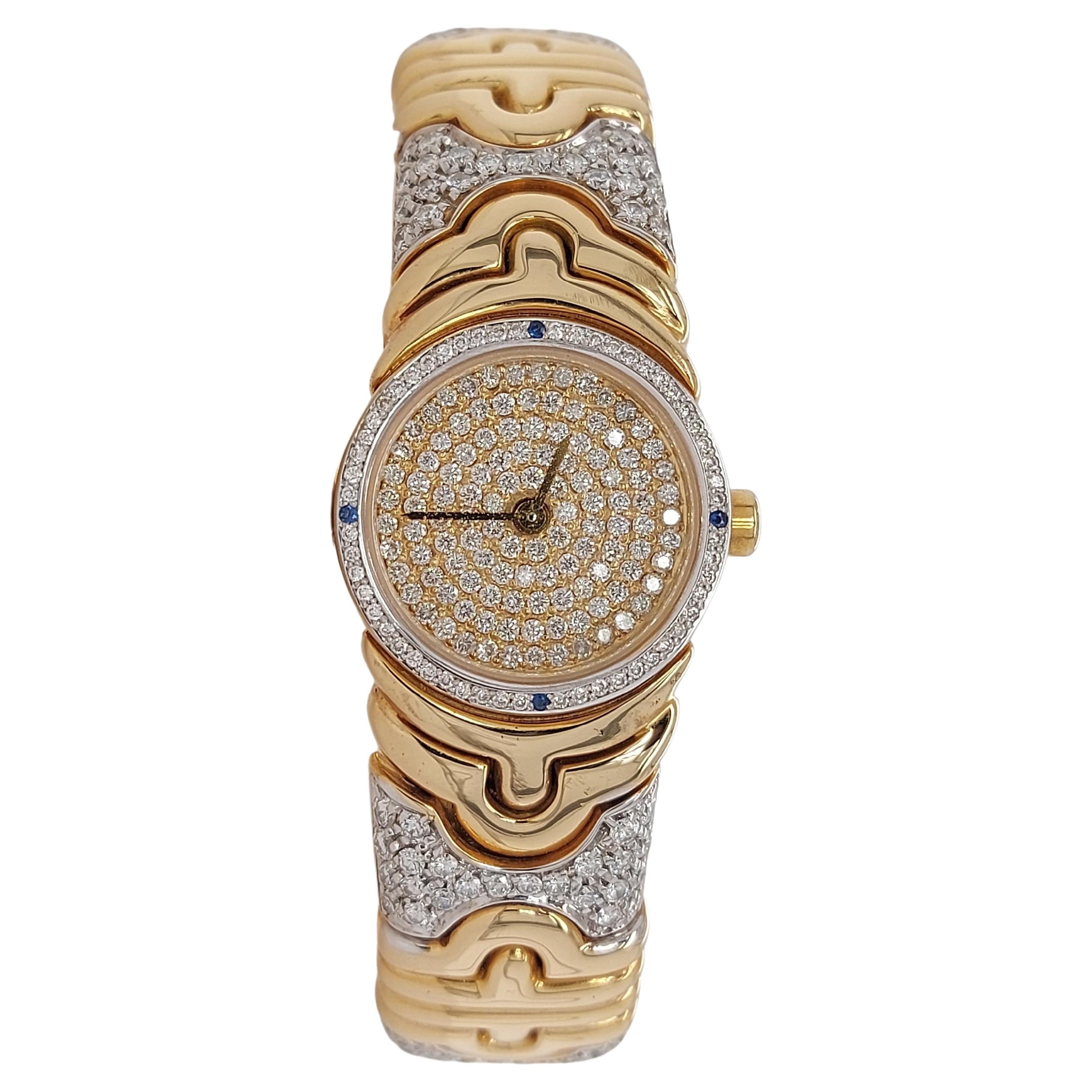 Bulgari Montre Parentesi en or jaune 18 carats avec mouvement en quartz et diamants Pour femmes en vente