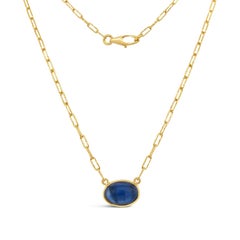 18kt Yellow Gold Cabochon Sapphire  Pendant Necklace