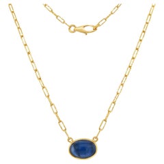 18kt Yellow Gold Cabochon Sapphire  Pendant Necklace