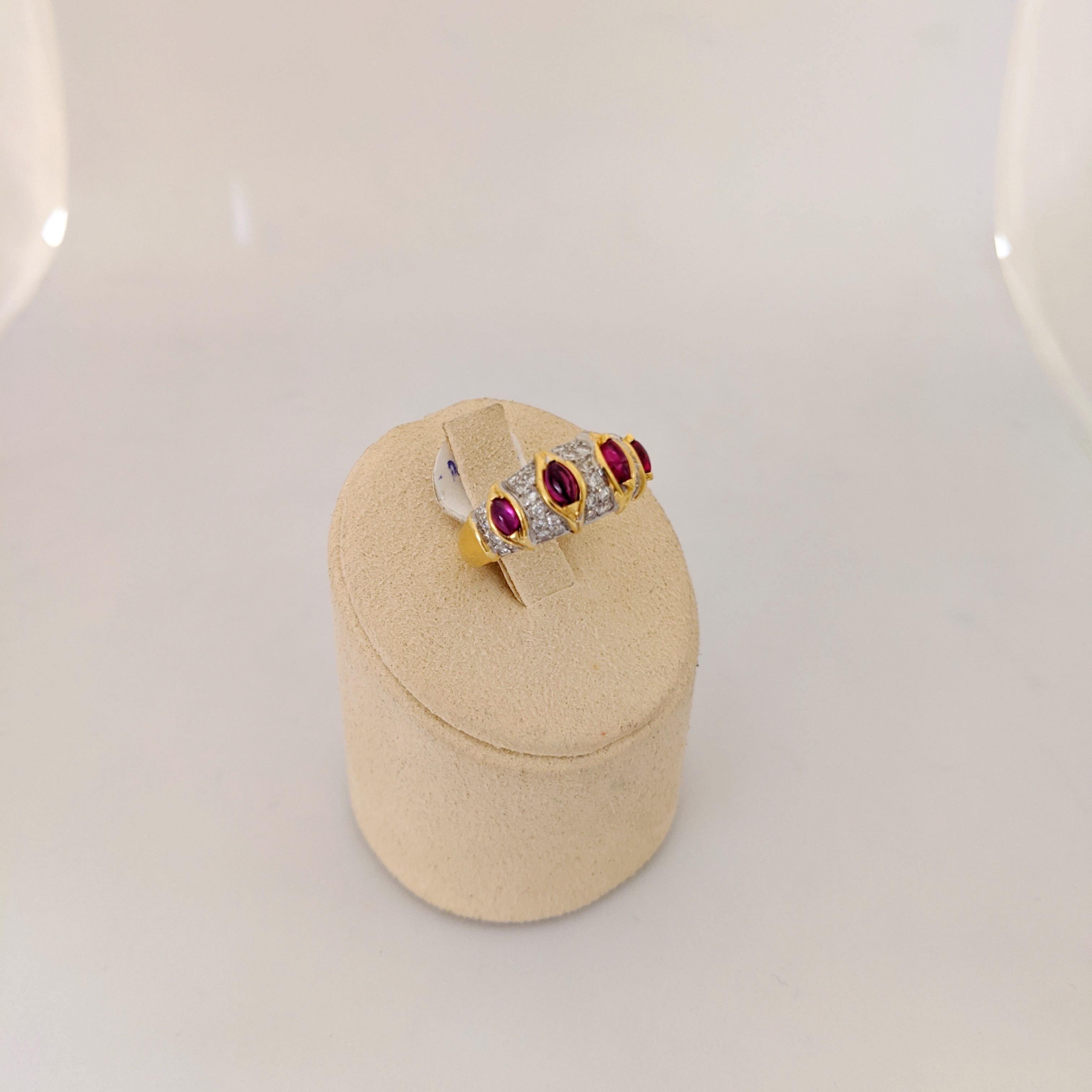 18 Karat Yellow Gold Carrera y Carrera 1.10 Carat Ruby and Diamond Ring In New Condition In New York, NY