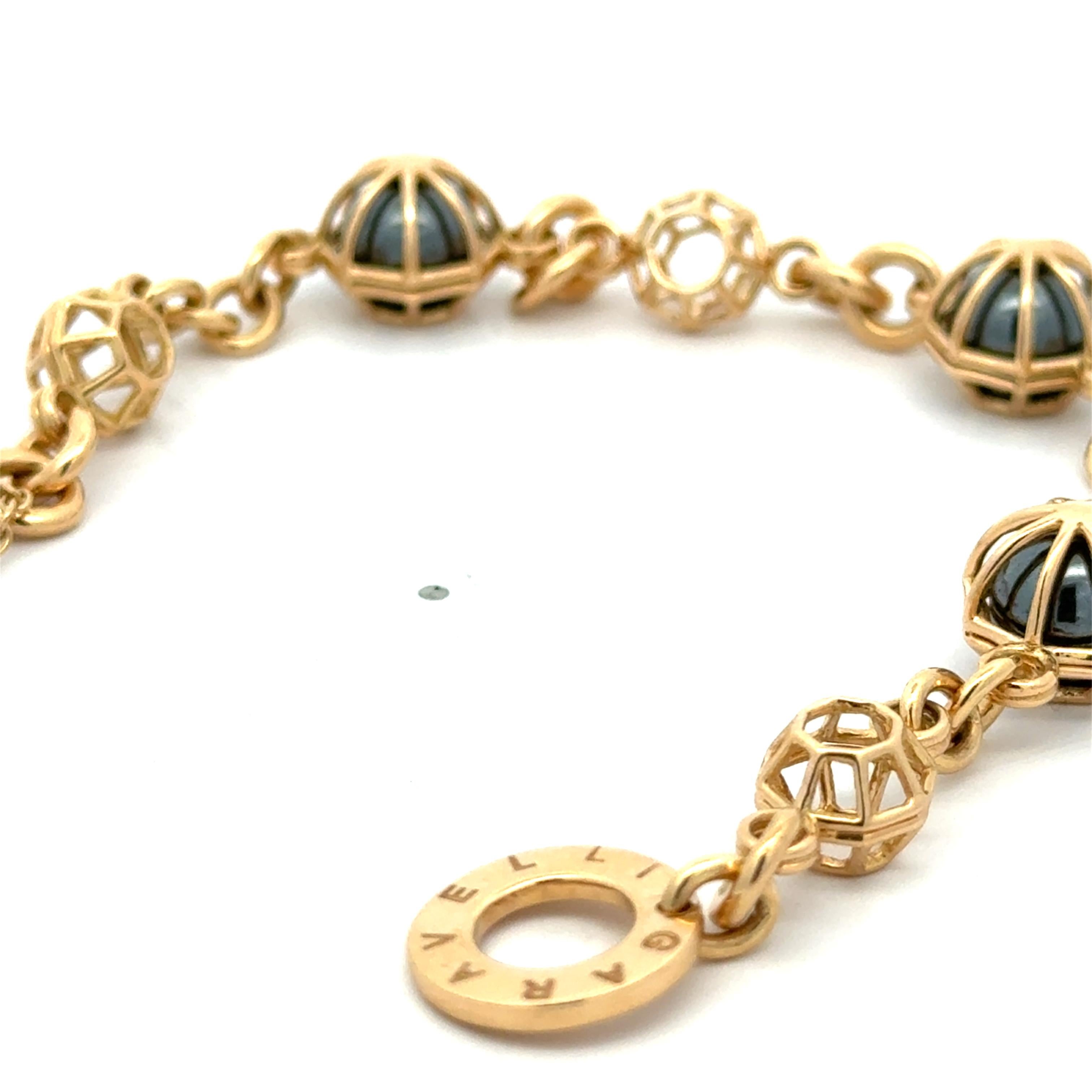 Pulsera de cadena de oro amarillo de 18 quilates con esferas de hematites en venta 4