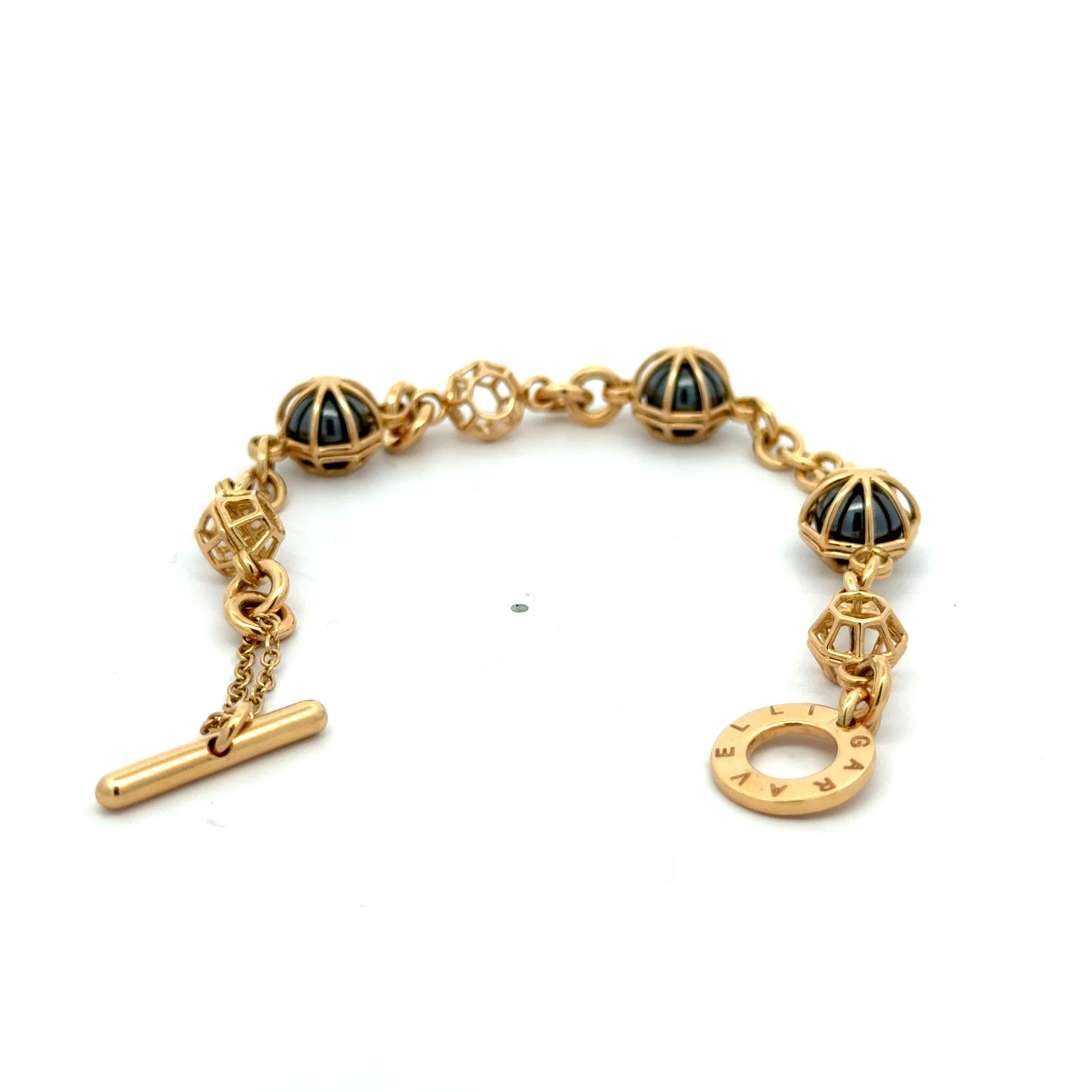 Pulsera de cadena de oro amarillo de 18 quilates con esferas de hematites en venta 3
