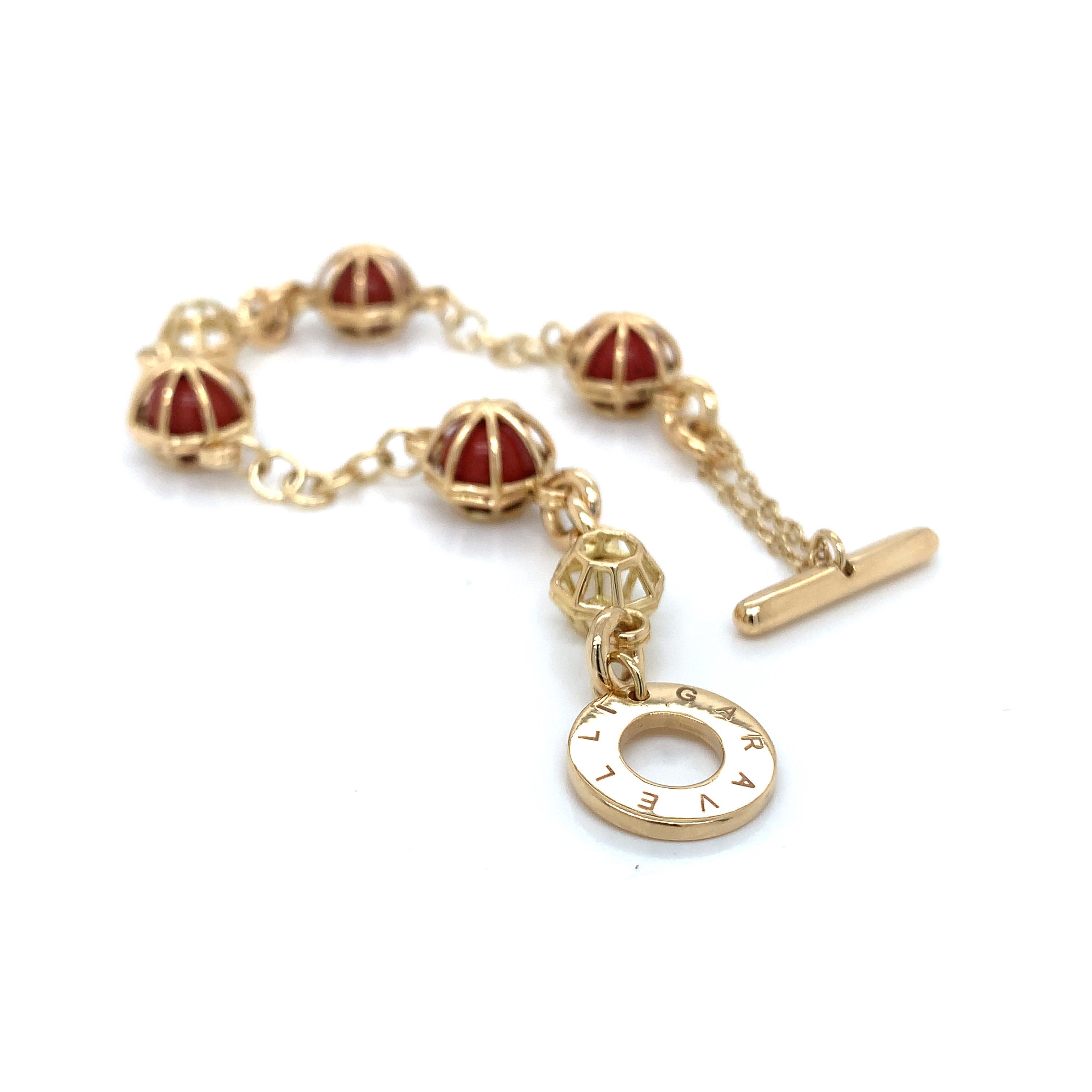 18KT Yellow Gold Chain Bracelet featuring   JASPERS Spheres 
lenght inches 7