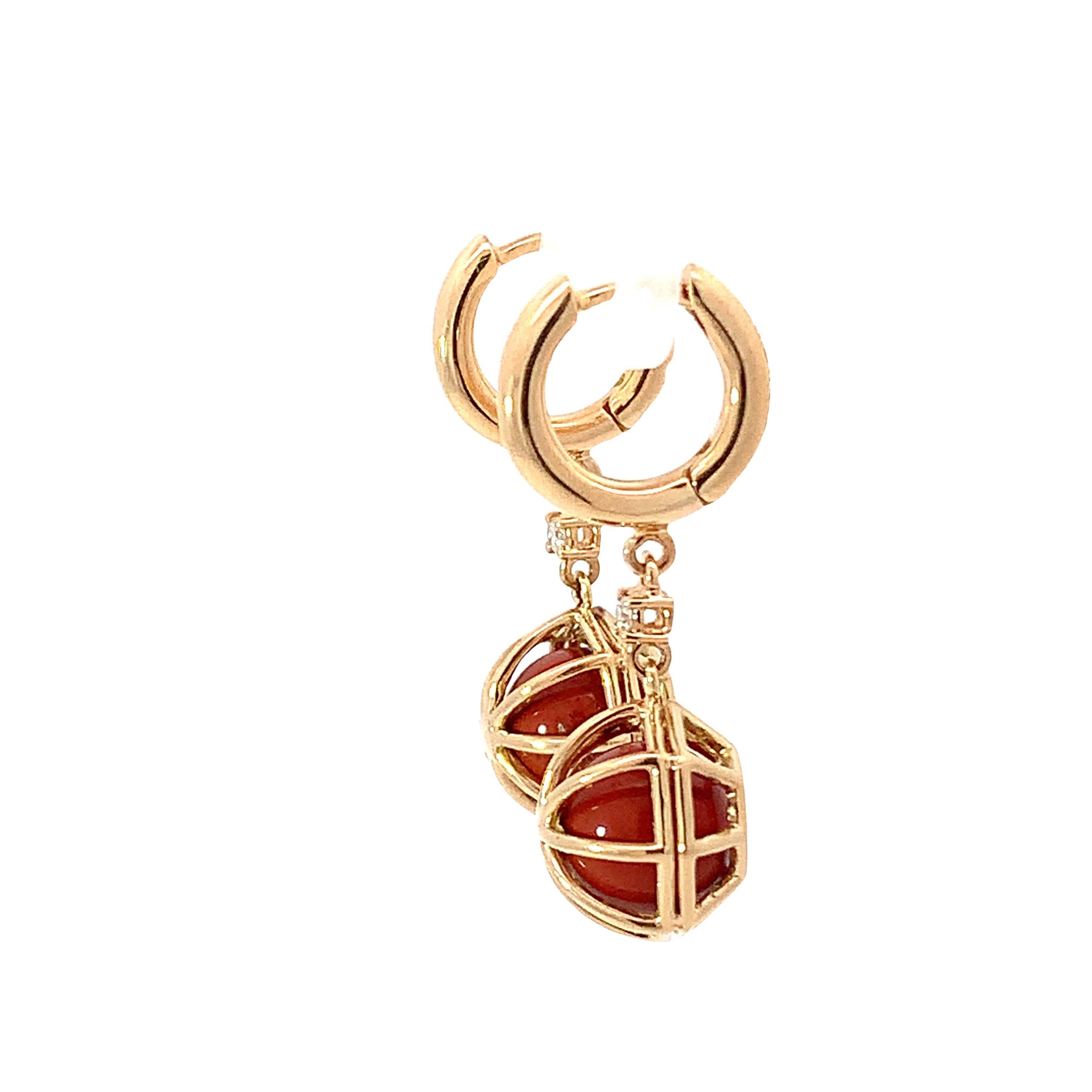 Boucles d'oreilles pendantes en or jaune 18 carats avec sphères JASPERS Neuf - En vente à Valenza, IT