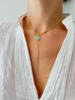 18Kt Yellow Gold Chain Necklace with Paraiba Tourmaline bead
