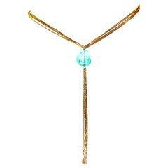 18Kt Yellow Gold Chain Necklace with Paraiba Tourmaline bead