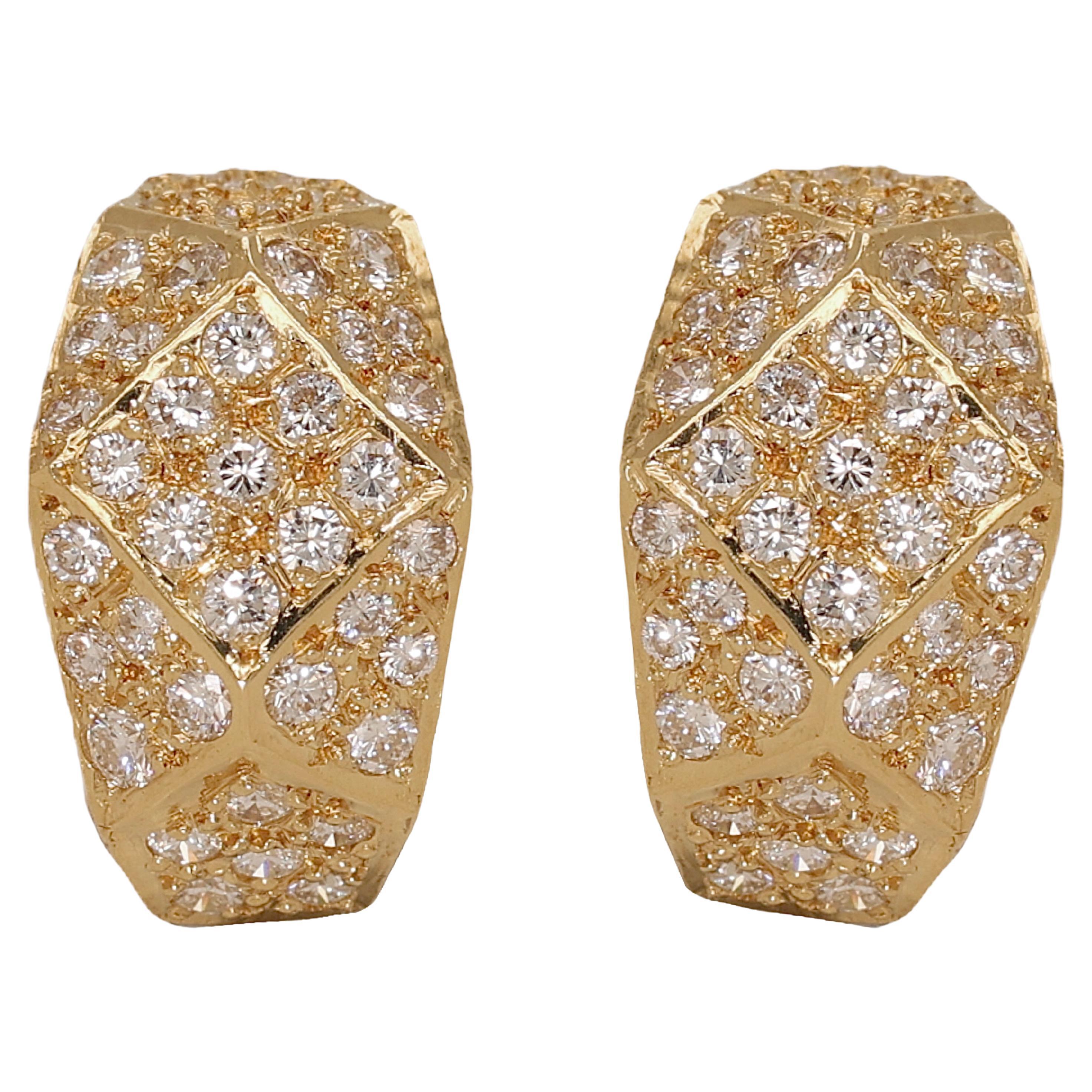 Artisan Boucles d'oreilles à clip en or jaune 18kt serties de Together 1.64 ct. Diamants en vente
