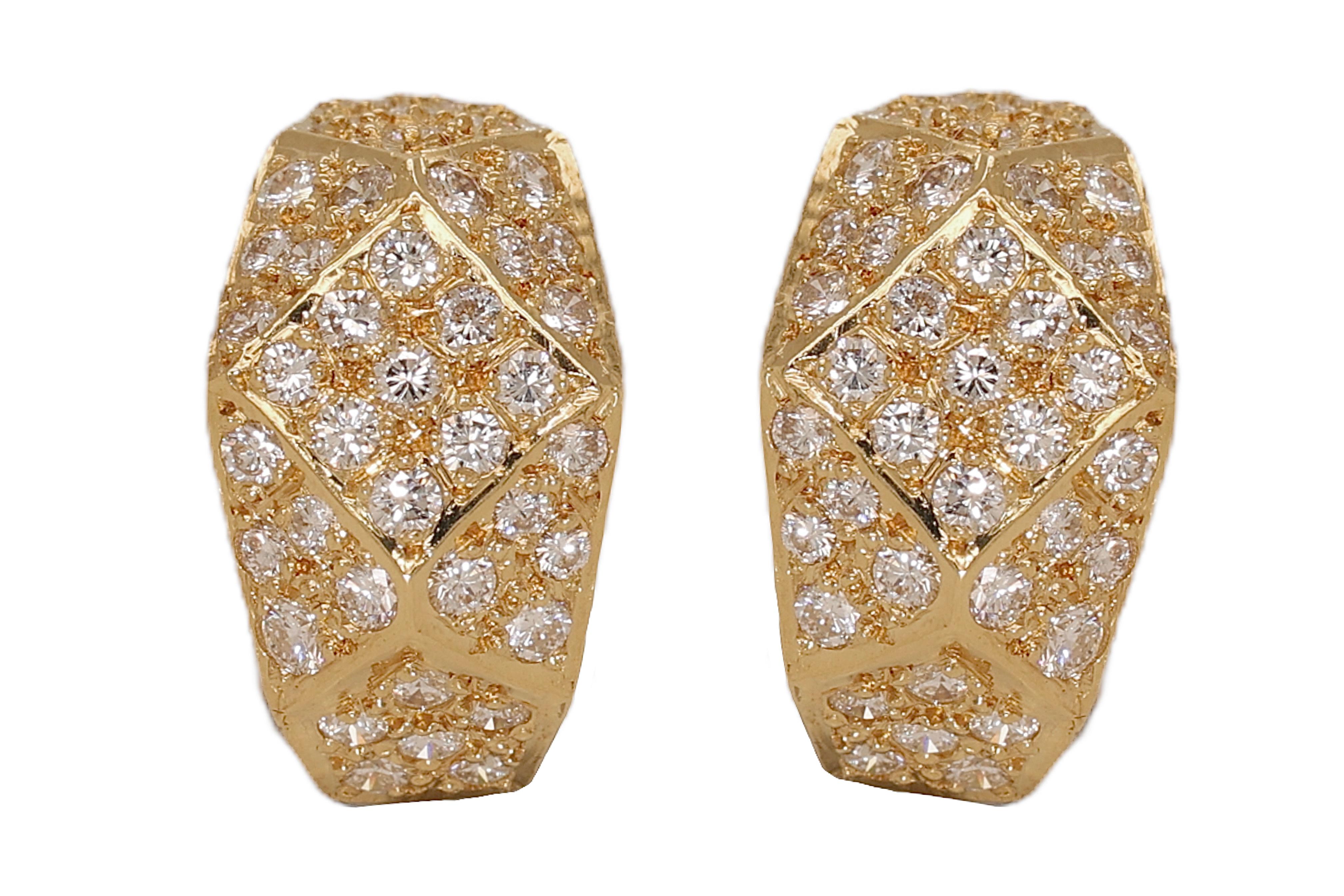 Taille brillant Boucles d'oreilles à clip en or jaune 18kt serties de Together 1.64 ct. Diamants en vente