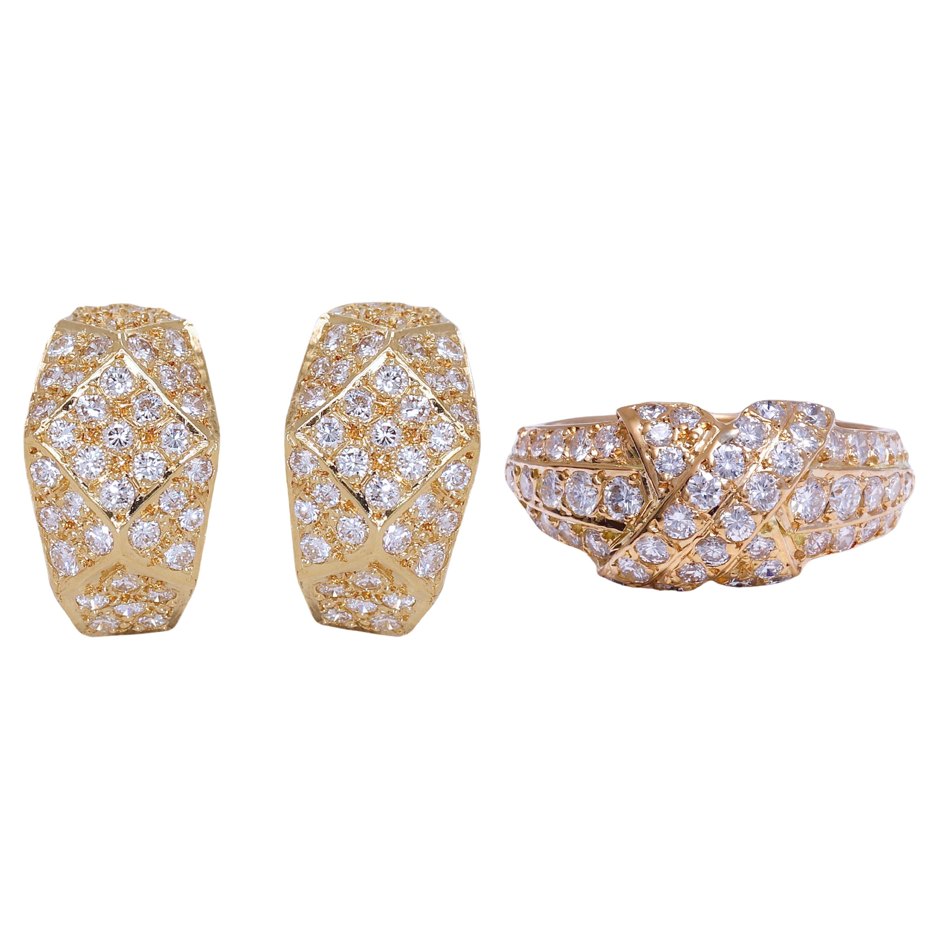 Pendientes de clip de oro amarillo de 18 quilates con juntas de 1,64 ct. Diamantes