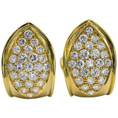 Boucles d'oreilles à pince en or jaune 18kt avec 1,95ct de diamants, Italie