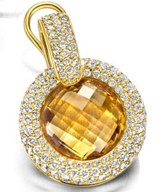18 Karat Yellow Gold Clip-On Earrings with 20.02 Carat Citrines Stones, Diamonds