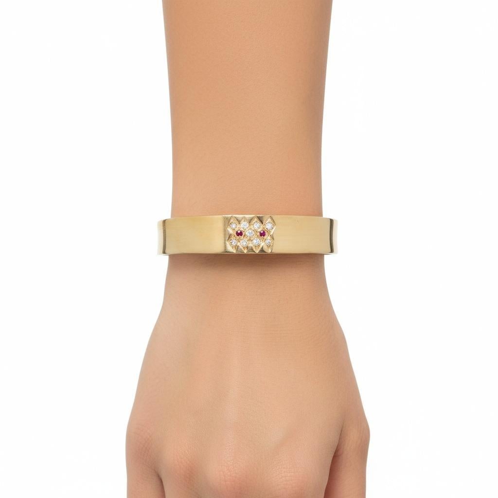 da uomo o donna Bracciale in oro giallo 18kt con diamanti, zaffiri blu e rubini in vendita