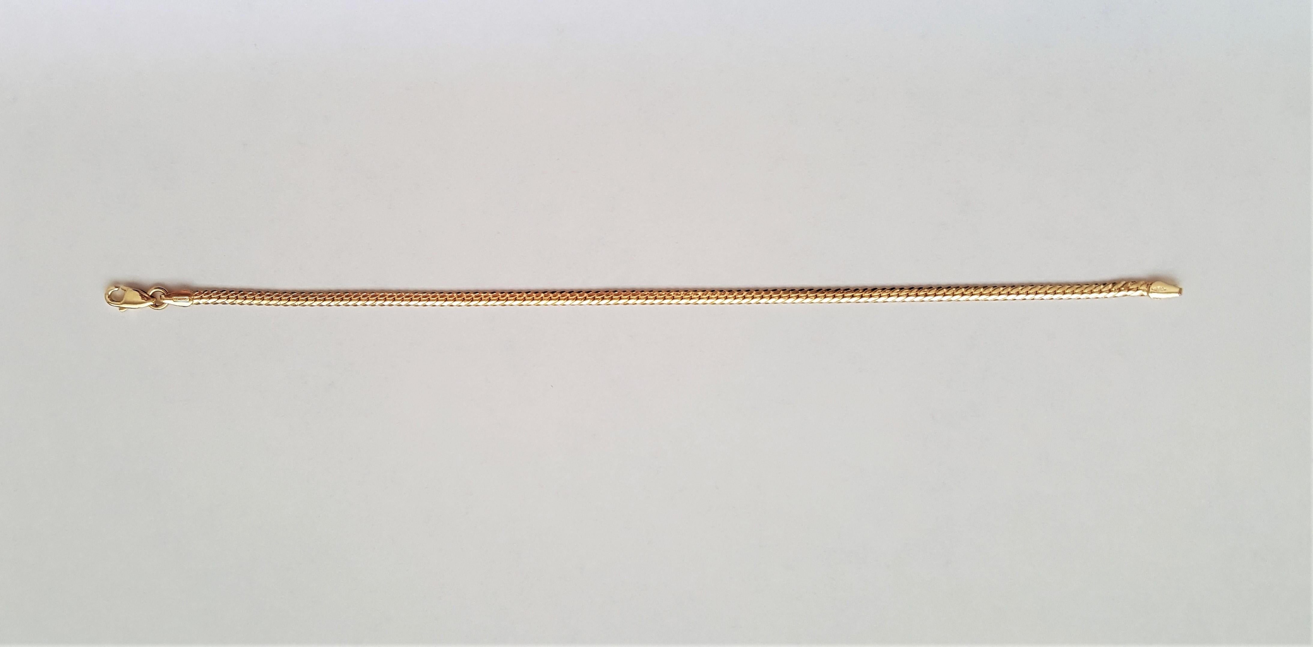 Women's or Men's 18kt Yellow Gold Curb Link Bracelet, Lobster Clasp, 2.8 Grams