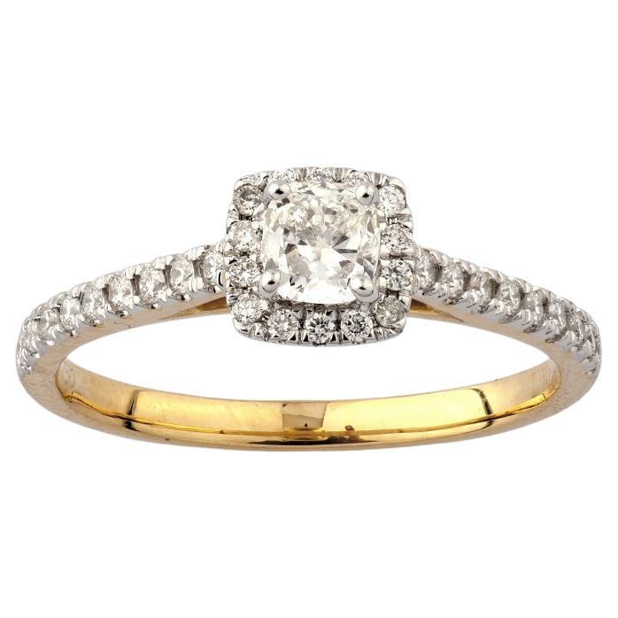 18KT Gelbgold Cushion Cut Diamant Halo Ring im Angebot