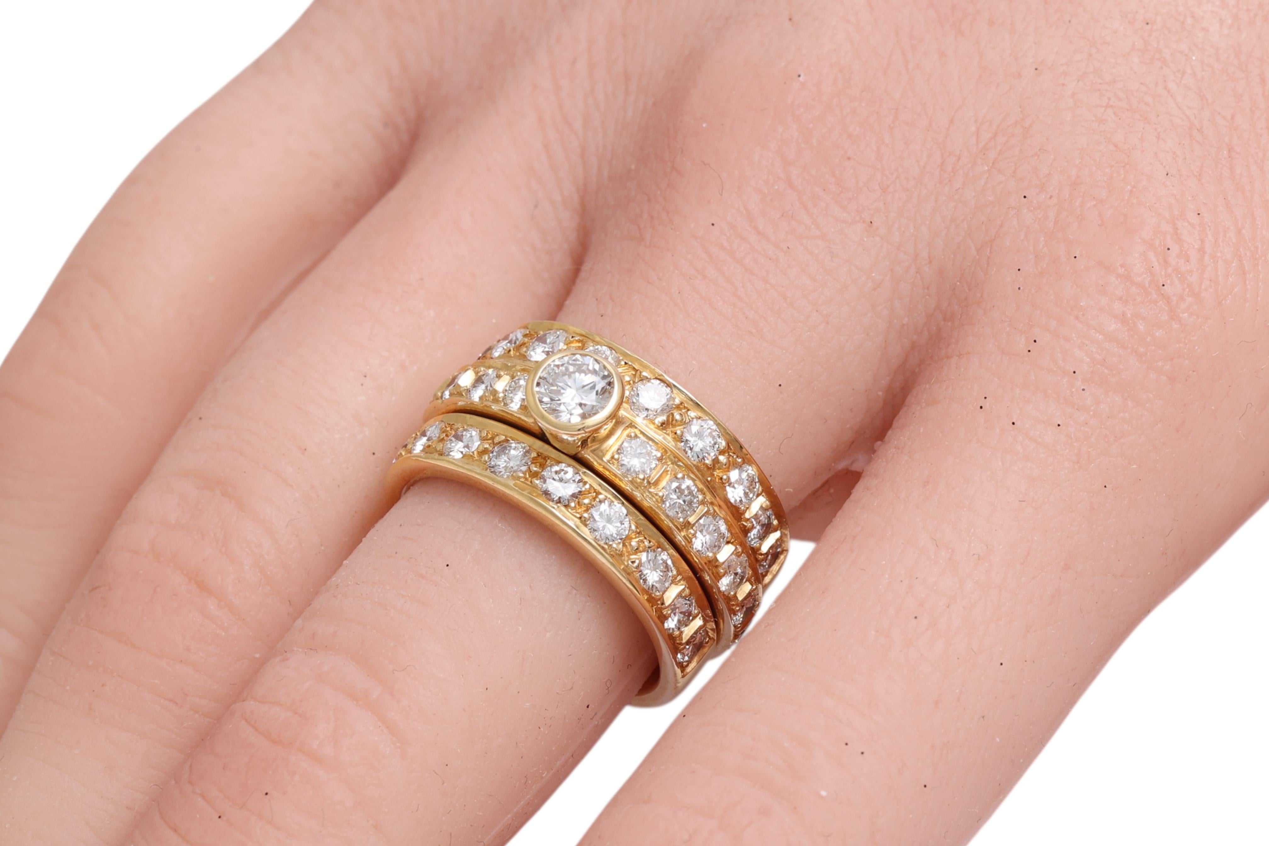 Bague de fiançailles et bague de fiançailles détachable en or jaune 18 carats avec diamants en vente 11