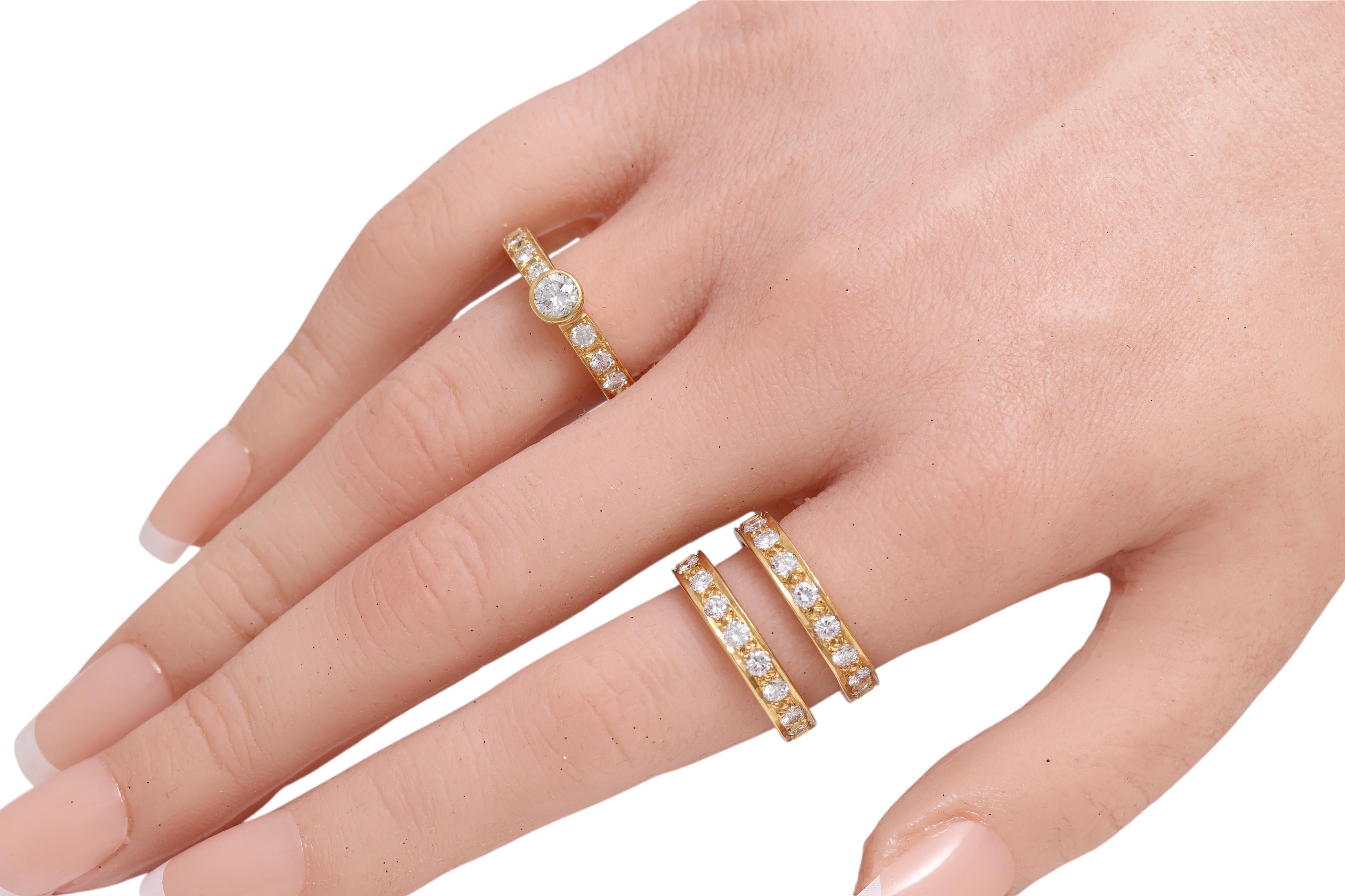 Bague de fiançailles et bague de fiançailles détachable en or jaune 18 carats avec diamants en vente 14