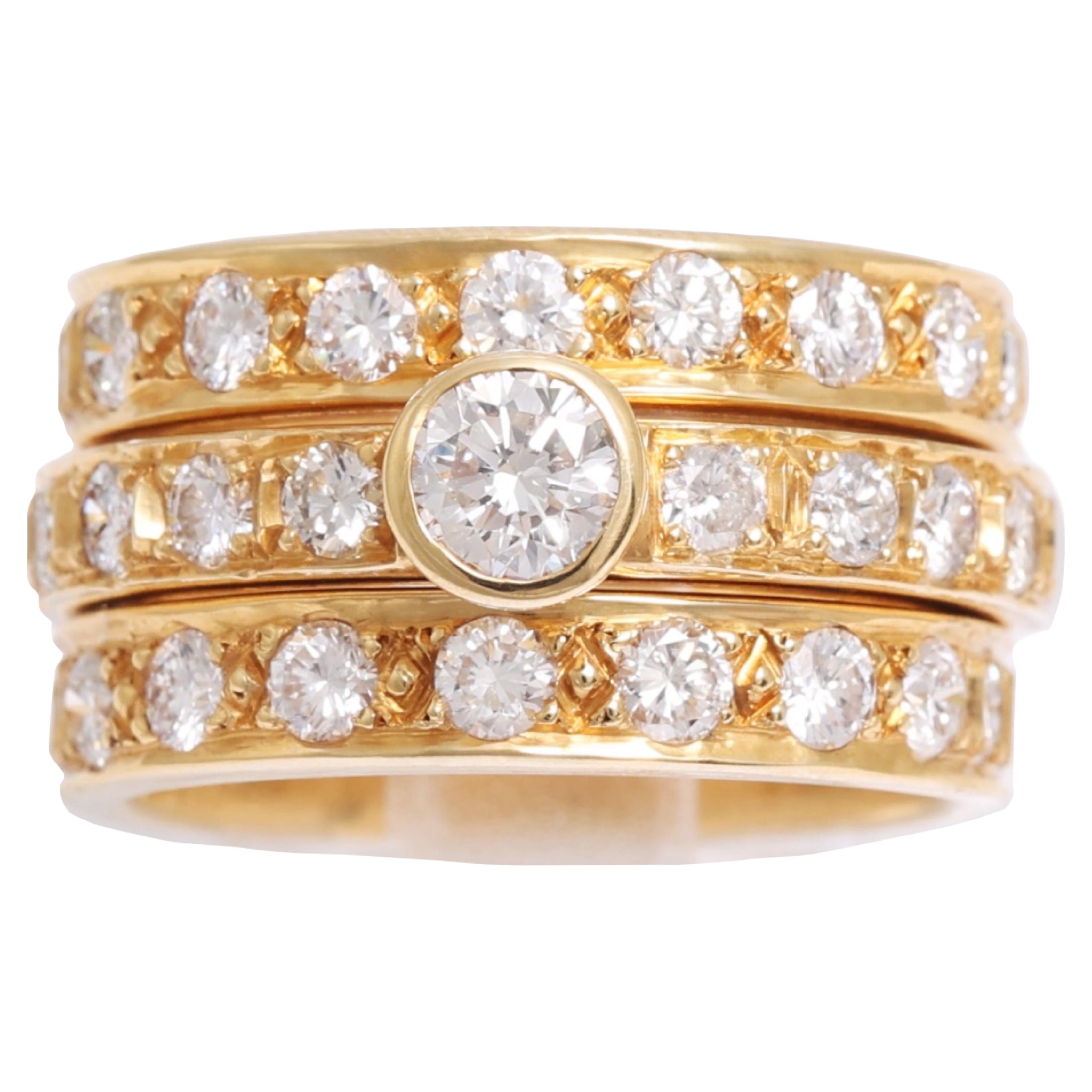Bague de fiançailles et bague de fiançailles détachable en or jaune 18 carats avec diamants